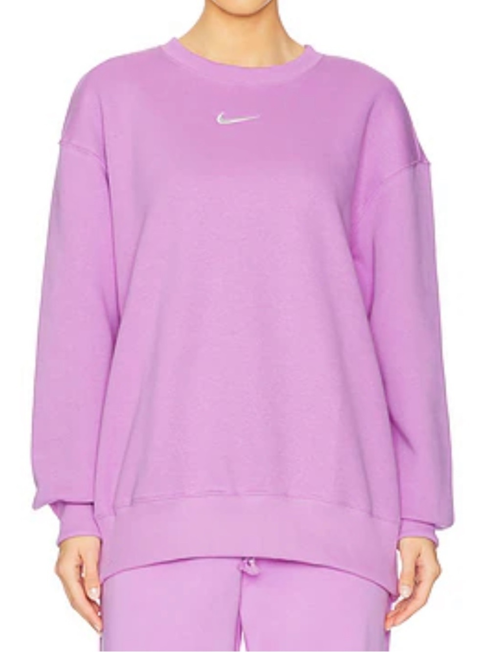 Nike Phoenix Fleece Crew in Beyond Pink & Sail Medium Center Swoosh Sweatshirt